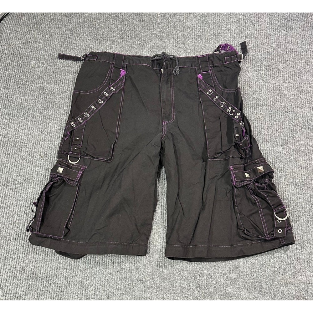 Vintage Tripp NYC Cargo Shorts Mens 2X  Studded Goth Punk Emo Y2K MISSING BUTTON